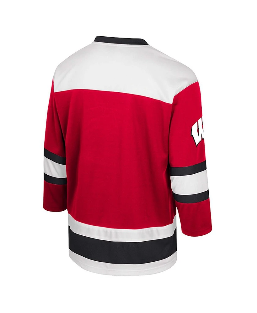 Colosseum Men's Red Wisconsin Badgers Athletic Machine Fashion Hockey Jersey