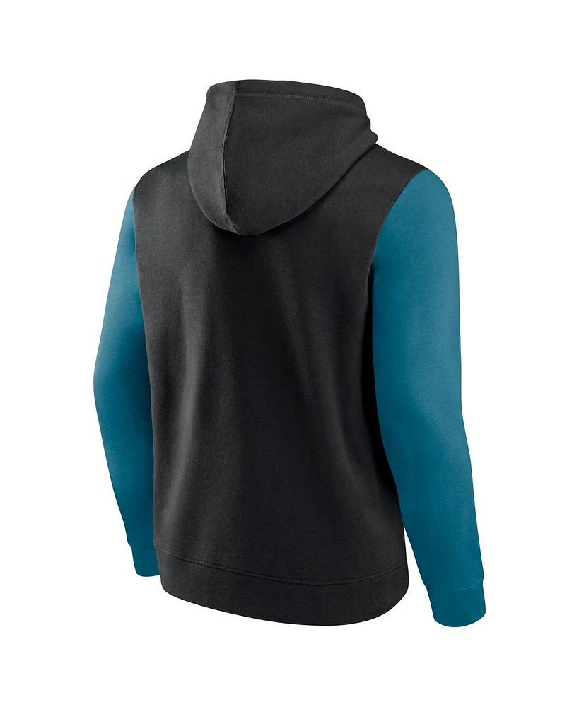 Fanatics Men's Black/Teal Jacksonville Jaguars Outline Pullover Hoodie