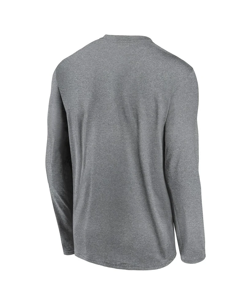 Nike Men's Heather Gray Clemson Tigers Primary Stack Legend Long Sleeve T-Shirt