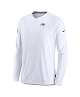 Nike Men's White Green Bay Packers Uv Coach Long Sleeve Top