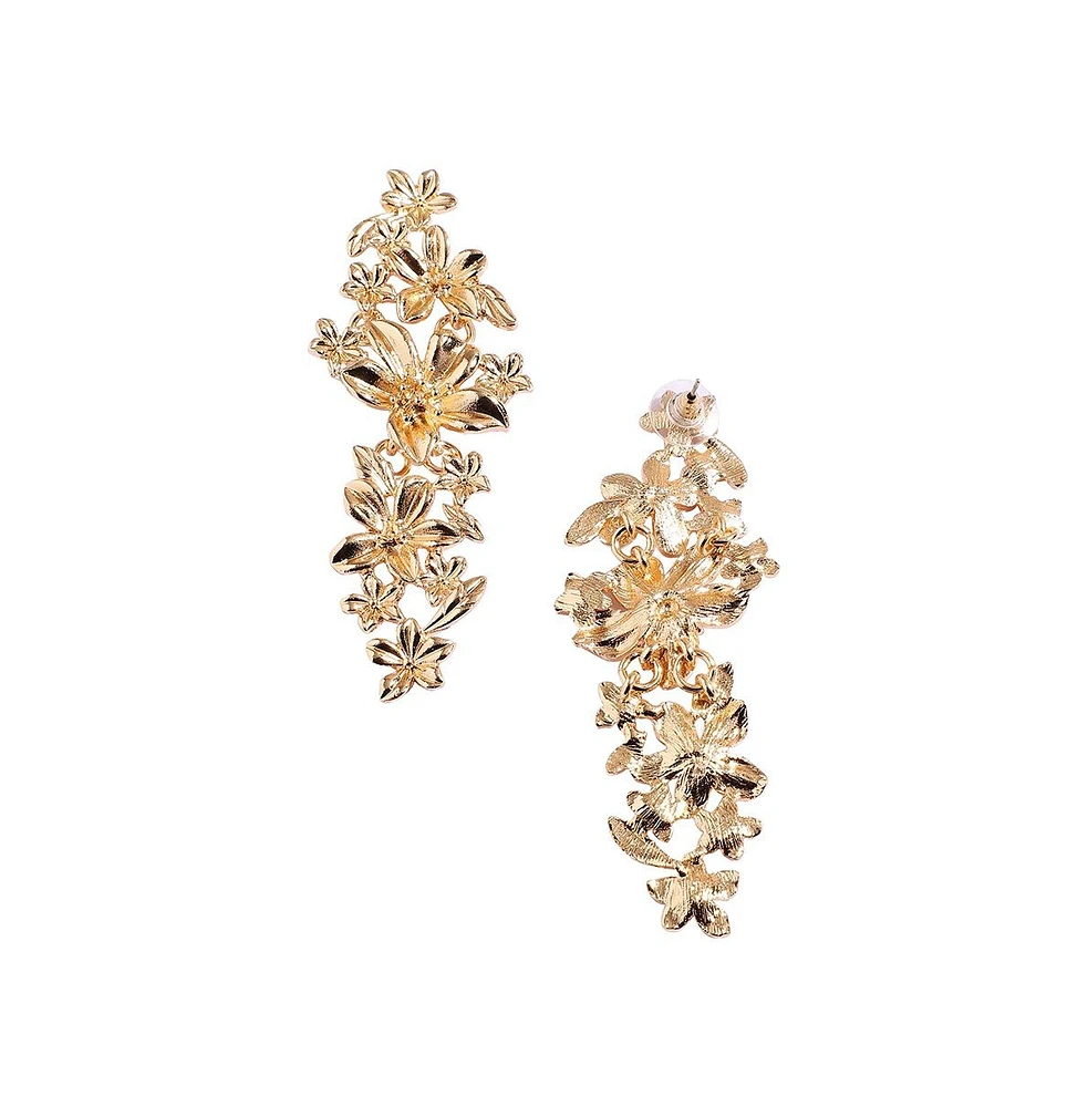 Metallic Flora Drop Earrings