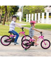 16" Led Lighted Kids Bike with Adjustable Seat Coaster Brake Training Wheels