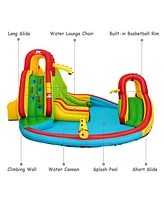 Kids Inflatable Water Slide Bounce Park Splash Pool with Water Cannon & 550W Blower