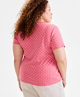 Style & Co Plus Printed V-Neck Tee