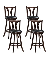 Gymax Set of 4 Swivel Bar stools 29.5" Bar Height Chairs with Rubber Wood Legs