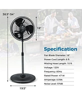 16" Oscillating Fan Misting Pedestal Fan with Hose Connector 3 Micro-Mist Levels
