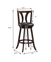 Gymax Set of 2 Swivel Bar stools 29.5" Bar Height Chairs with Rubber Wood Legs