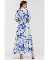 Pietro Brunelli Maternity Maternity Flared Sleeve Maxi V-Neck Valentina Dress
