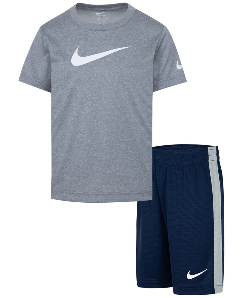 Nike Little Boys Dri-fit Swoosh T-Shirt & Shorts, 2 Piece Set