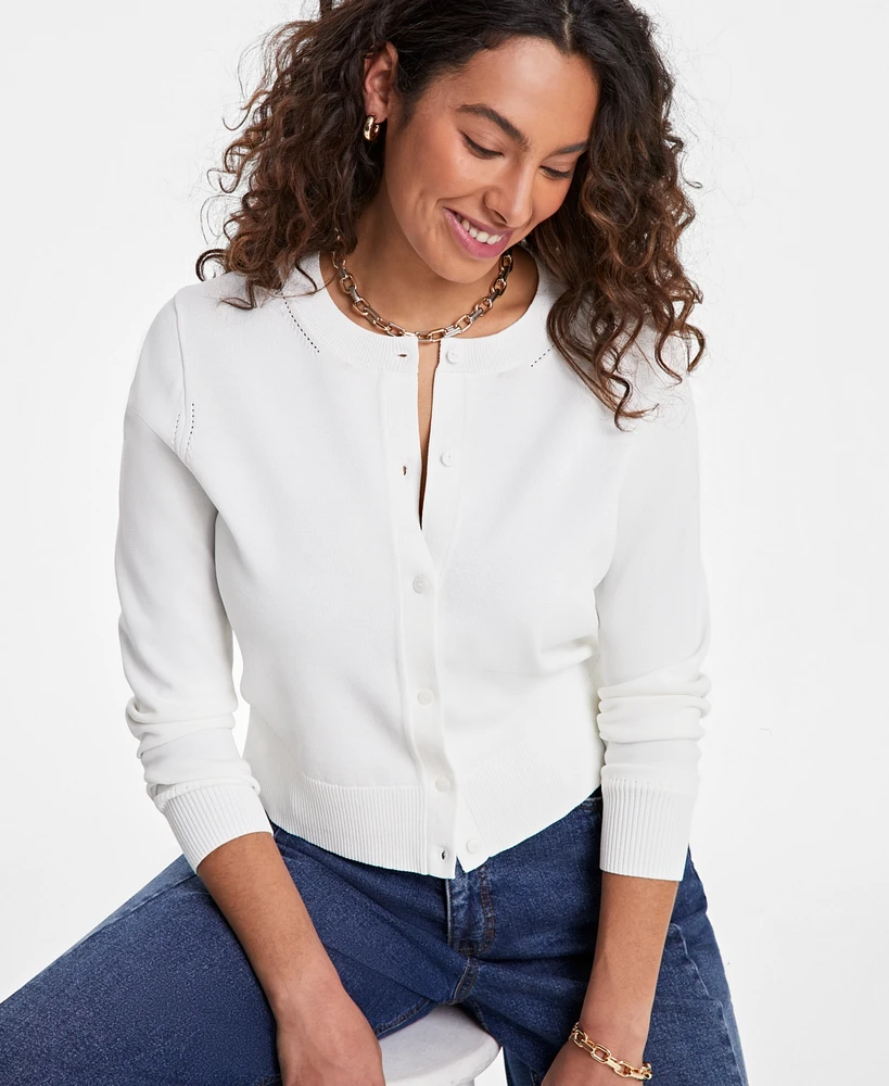 On 34th Women's Crewneck Long-Sleeve Cardigan, Exclusively at Macy's