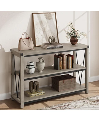 gaomon Farmhouse Entryway Table,47 Inch Narrow Long Console Table with Storage, 3 Tier Wood Console Table for Living Room, Farmhouse Sofa Tables Behin