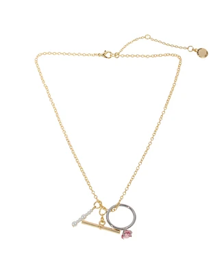 Steve Madden Punk Romance Faux Cultivated Pearl Ring Charm Necklace