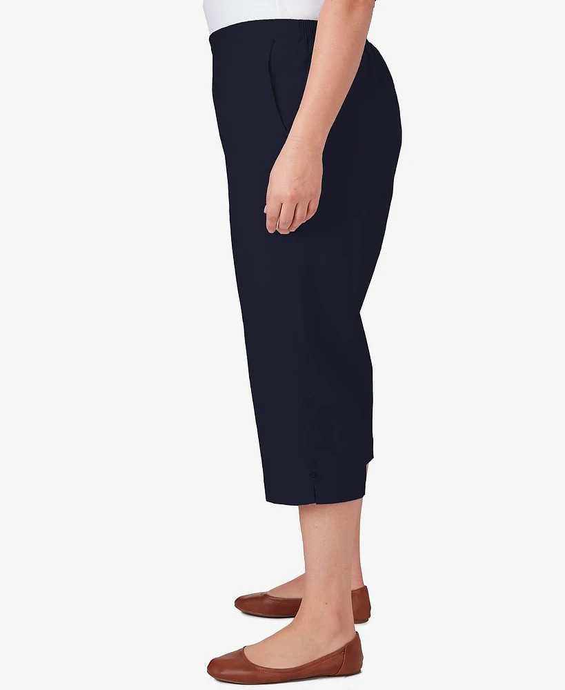 Alfred Dunner Plus Classic Twill Denim Split Hem Capri Pants