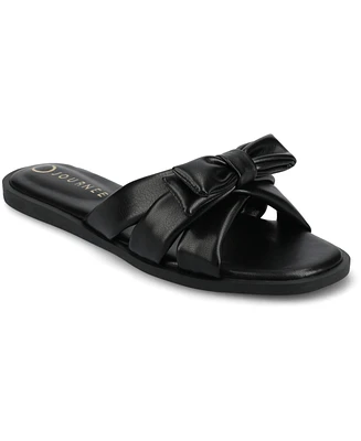 Journee Collection Women's Prylin Bow Slide Flat Sandals