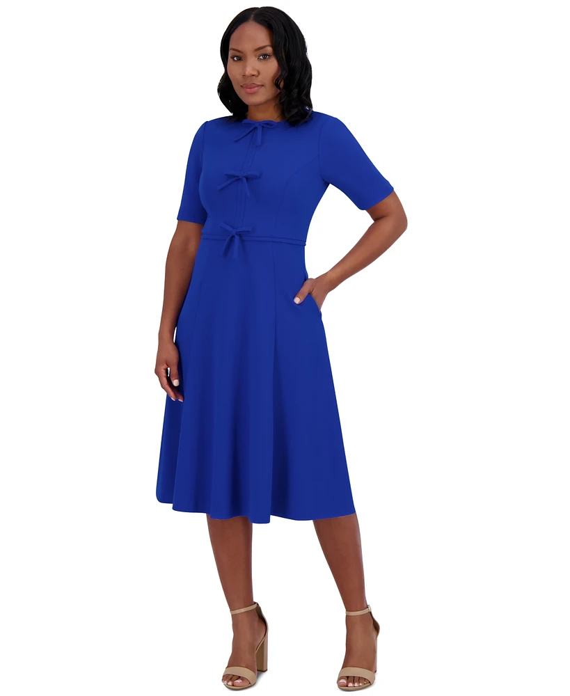 Jessica Howard Women's Bow-Trim Fit & Flare Dress