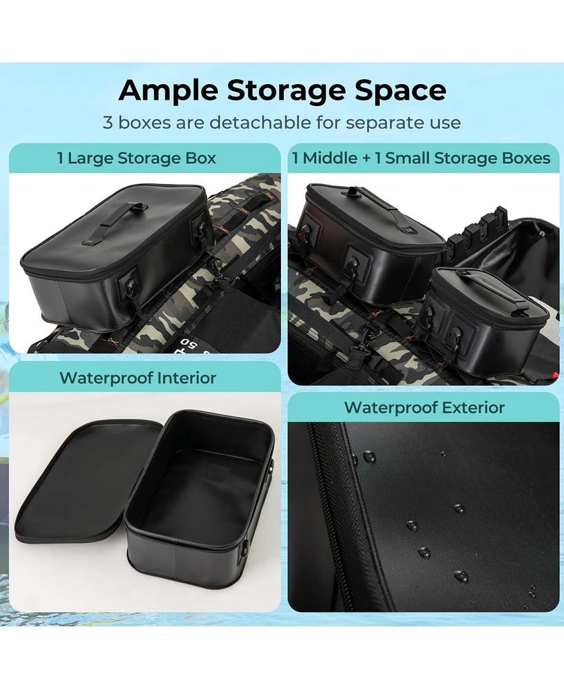 Portable Fishing Boat with 3 Detachable Storage Boxes