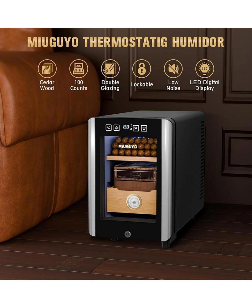 16L Electric Cigar Humidors, Cigar Humidor for 100 Cigars, Cooling, Heating Temperature Control System