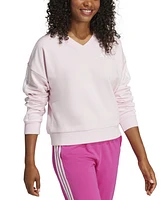 adidas Women's Essentials 3-Stripes French Terry V-Neck Sweatshirt