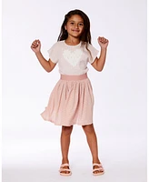 Deux par Deux Big Girls Crinkle Dress With Applique Light Old Pink