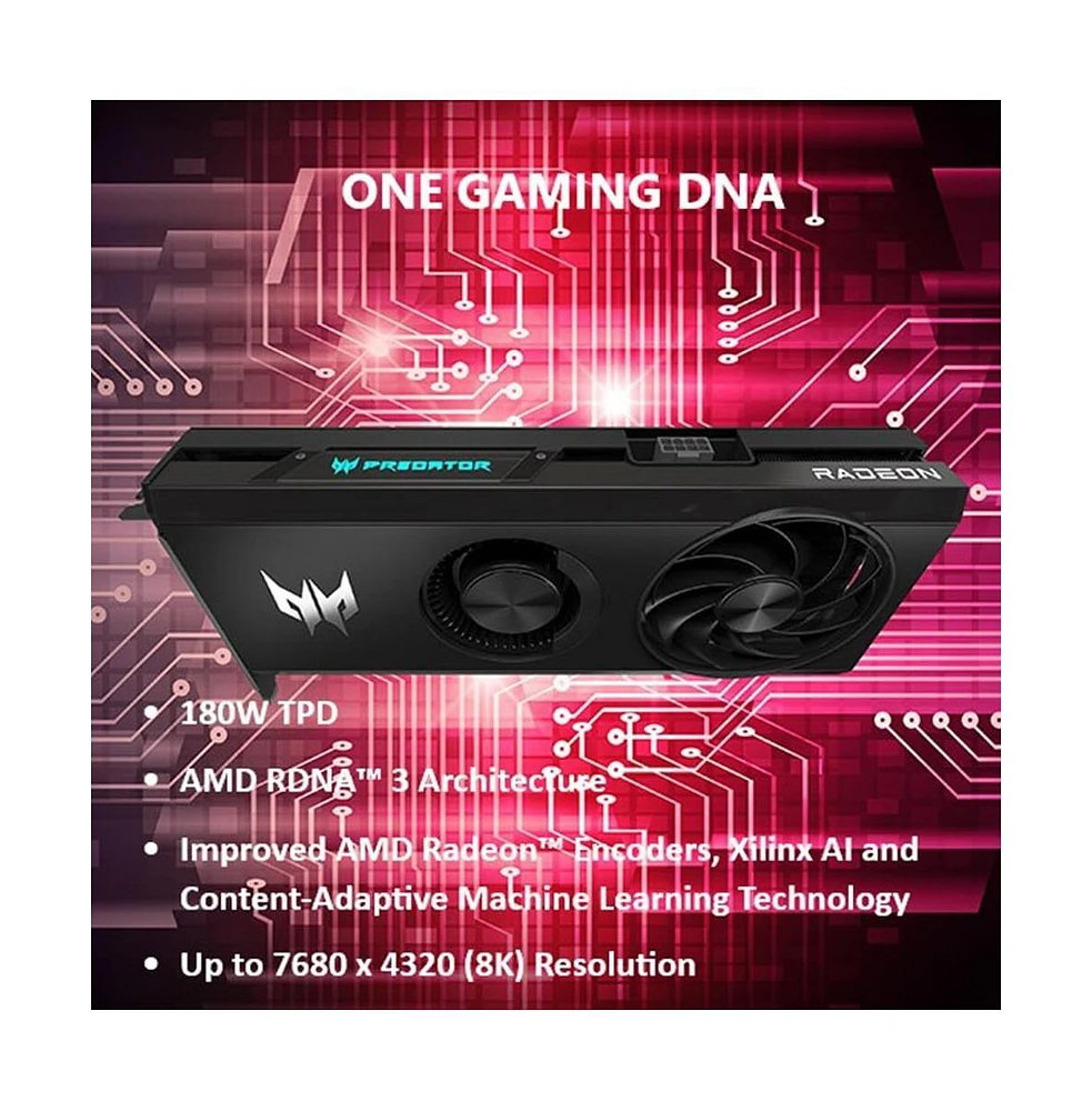 acer Predator BiFrost Amd Radeon RX7600 Overclocking Graphics Card | 8GB GDDR6 128-bit 18 Gbps | Dual Fan Hybrid Cooling and Vapor Chamber | Tpd 180W