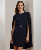 Lauren Ralph Lauren Women's Belted Cape Georgette Cocktail Dress