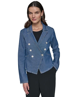 Karl Lagerfeld Paris Women's Double-Breasted Denim Jacket
