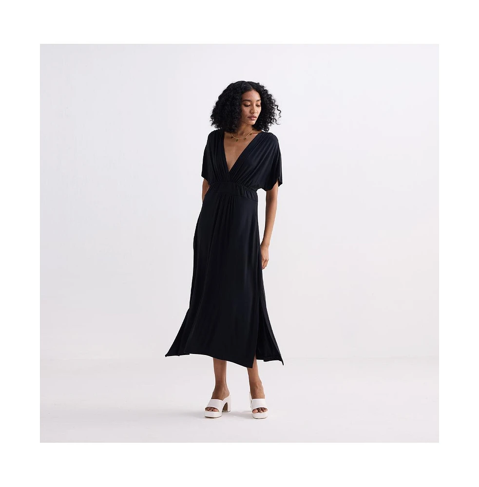 Reistor Women's Flowy A-Line Maxi Dress with Side Slits
