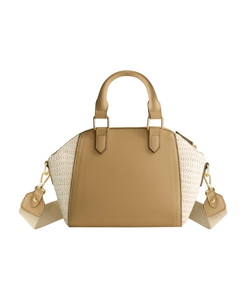 Tommy Bahama Mini Satchel with Debossed Logo and Straw Accents