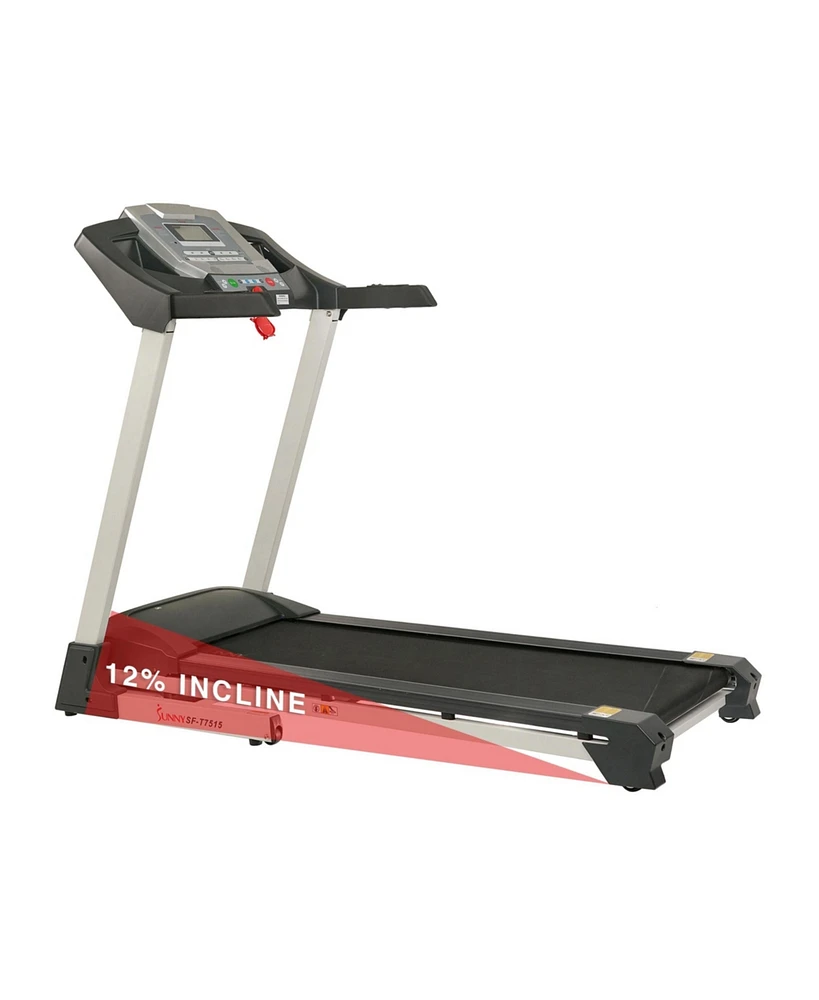 Sunny Health & Fitness Treadmill with Auto Incline, Sound System, Bluetooth and Phone Function Sf-T7515