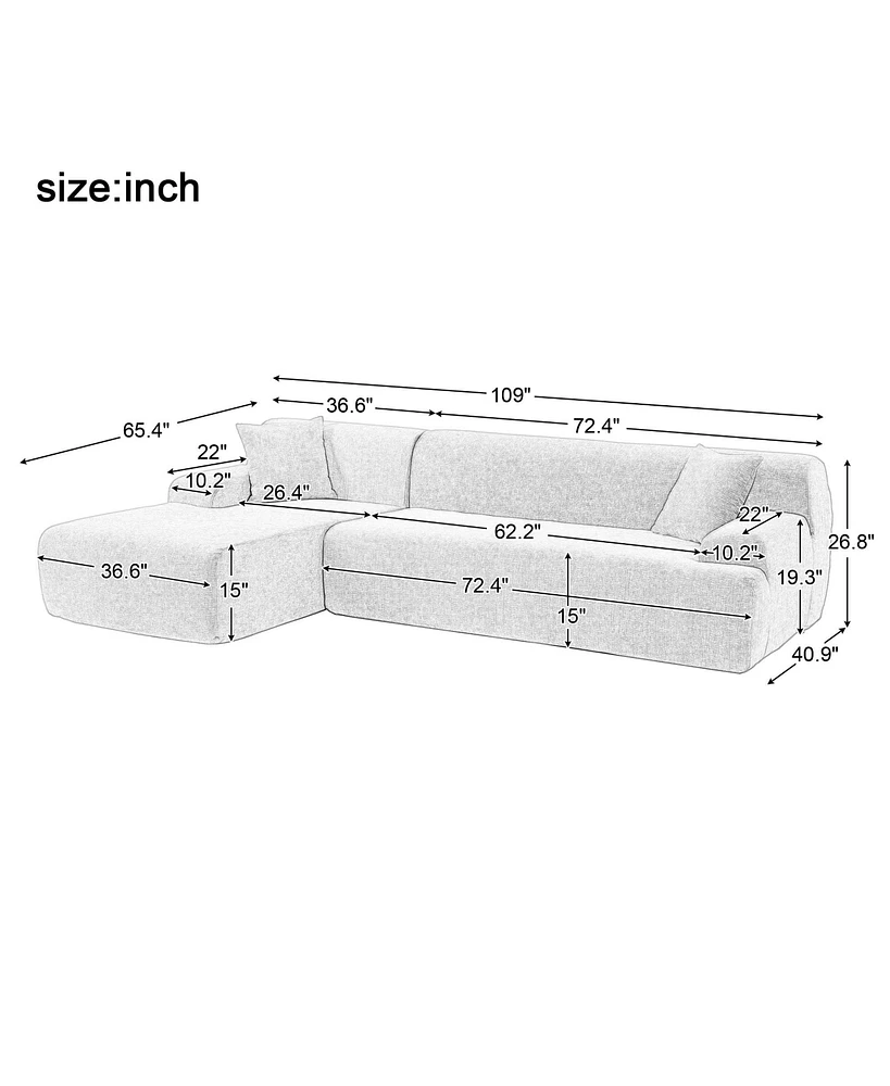 Modern Large L-Shape Modular Sectional Sofa for Living Room, Bedroom, Salon, 2 Piece Free Combination, Simplified Style
