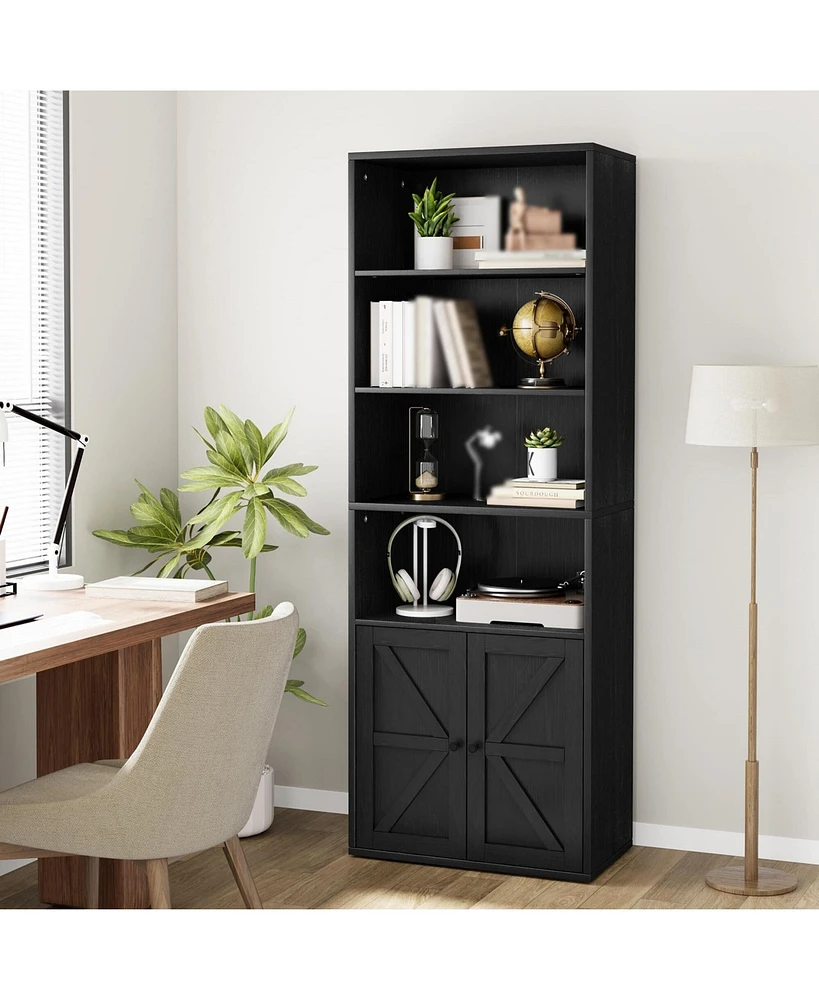 Tall Bookshelves and Bookcases with Doors/ 6 Shelf Display Storage