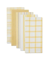 Design Imports Woven Cotton Dishtowels 5 Pack Set, 18" x 28"