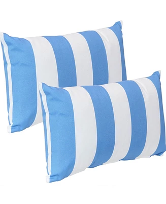 Indoor/Outdoor Weather-Resistant Polyester Lumbar Decorative Pillow with Zipper Closure - 2pk