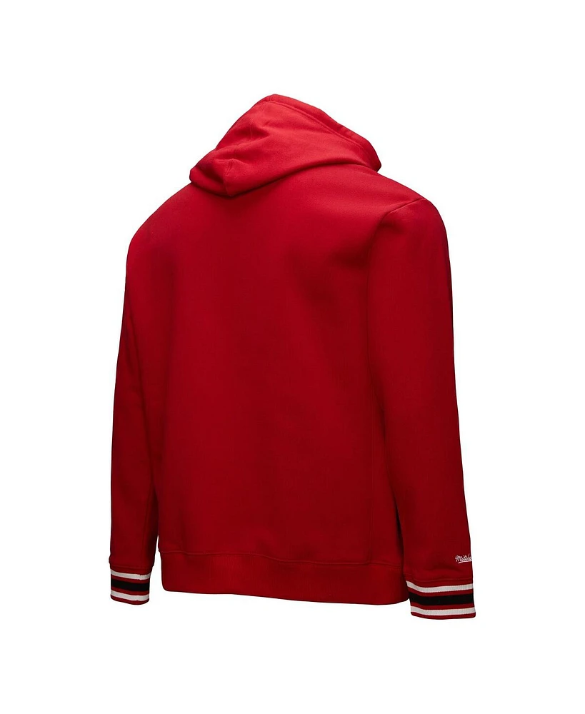 Mitchell & Ness Men's Red Chicago Bulls Hardwood Classics Chainstitch Vintage Heavyweight Pullover Hoodie