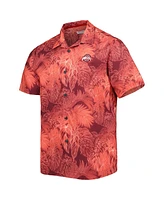 Tommy Bahama Men's Scarlet Ohio State Buckeyes Big Tall Coast Luminescent Fronds IslandZone Button-Up Camp Shirt