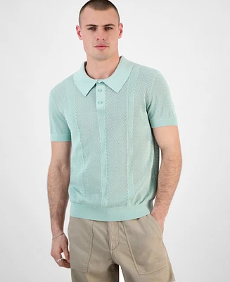 Guess Men's Mesh Stripe Elija Polo Shirt