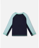 Deux par Deux Boy Long Sleeve Rashguard Navy Blue And Turquoise - Toddler|Child