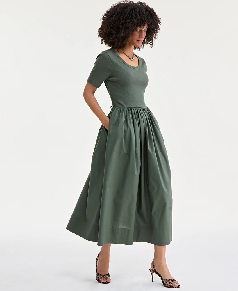 On 34th Women's Mixed-Media Short-Sleeve Midi Dress, Exclusively at Macy's