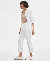 On 34th Women's High-Rise Cuffed Straight-Leg Jeans