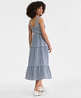 On 34th Women's Woven Gingham Tiered Scoop-Neck Tank Midi Dress