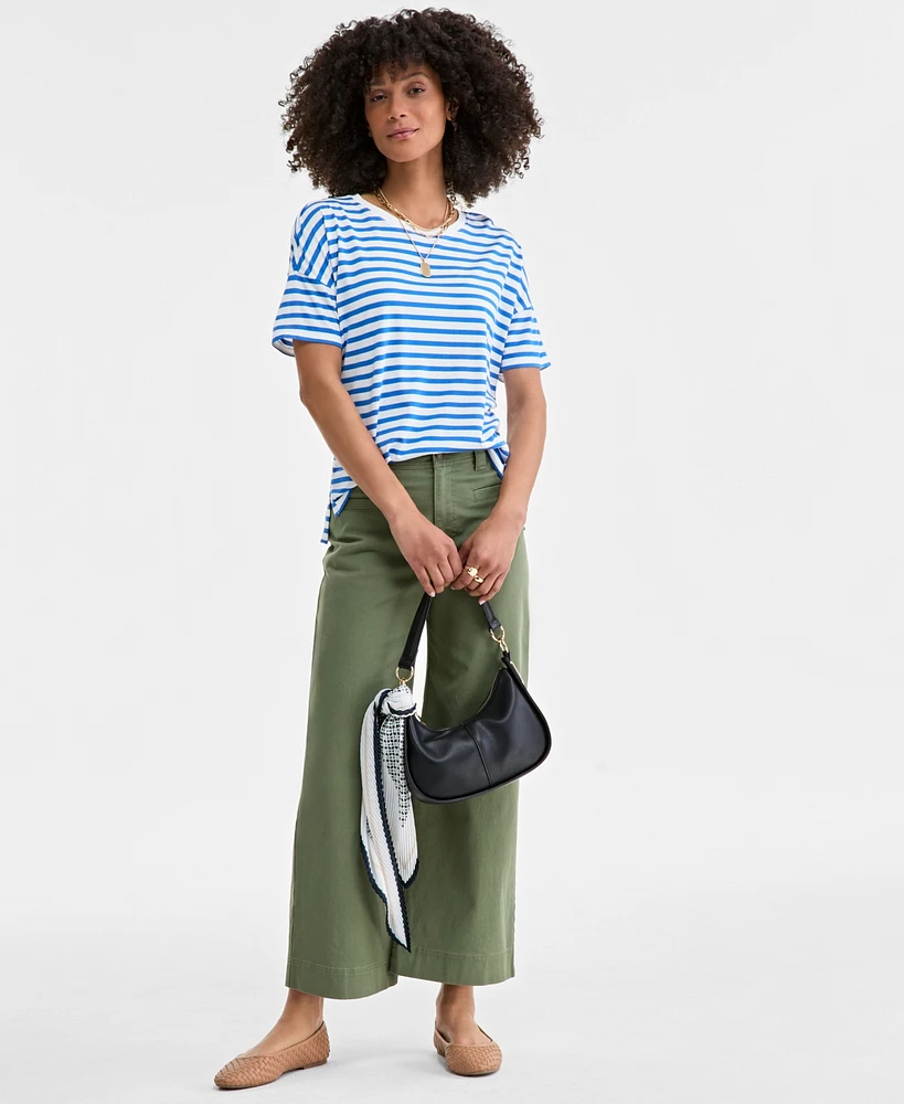 On 34th Women's Knit Easy Short-Sleeve Striped T-Shirt, Exclusively at Macy's
