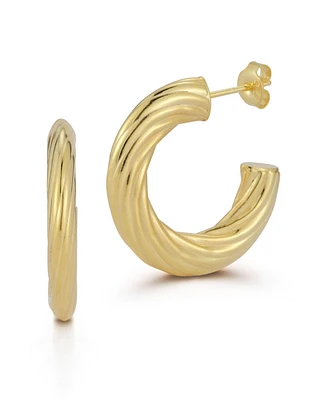 Rachel Zoe Sterling Silver Flattened Twist Hoop Earrings