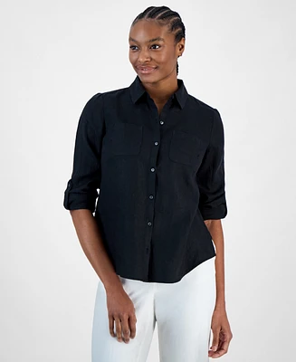 Charter Club Petite 100% Linen Button-Front Shirt, Created for Macy's