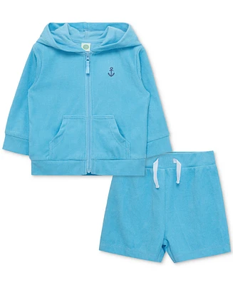 Little Me Baby Boys 2-Pc. Hoodie & Shorts Swim Cover-Up Set