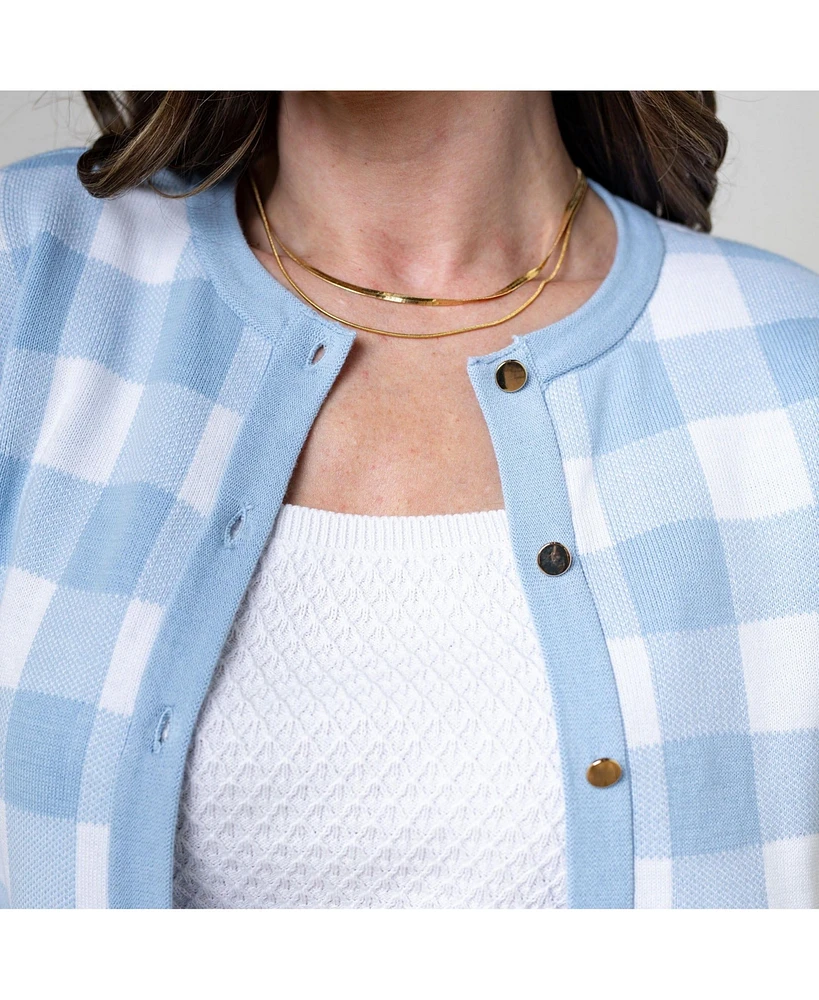 Hope & Henry Women's Organic Tweed Stitch Sweater Cardigan