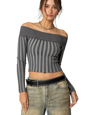 Edikted Womens Daren Off Shoulder Knit Top
