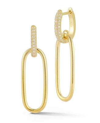 Rachel Zoe Sterling Silver Oval Link Drop Earrings