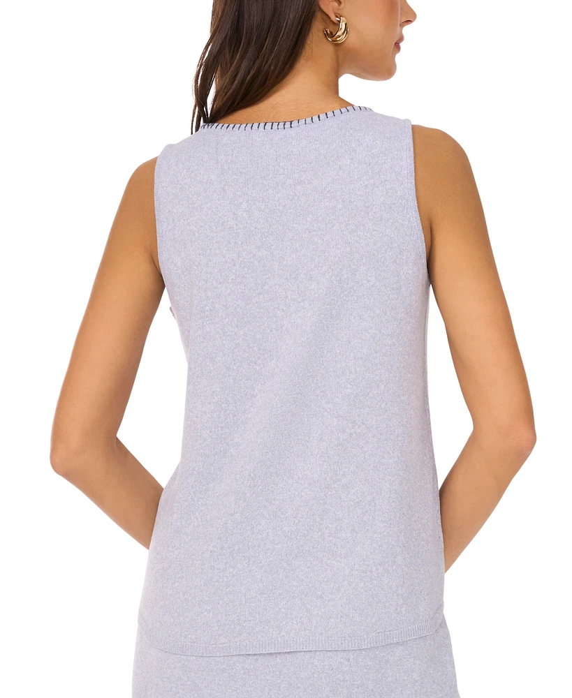 Vince Camuto Women's Whipstitched Sleeveless Sweater