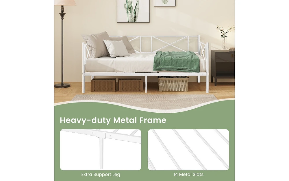 Platform Bed with Heavy-duty Metal Slat Support