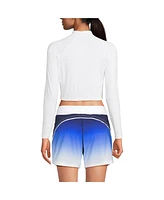 Lands' End Women's SunShade Upf 50 Long Sleeve Cropped Rash Guard